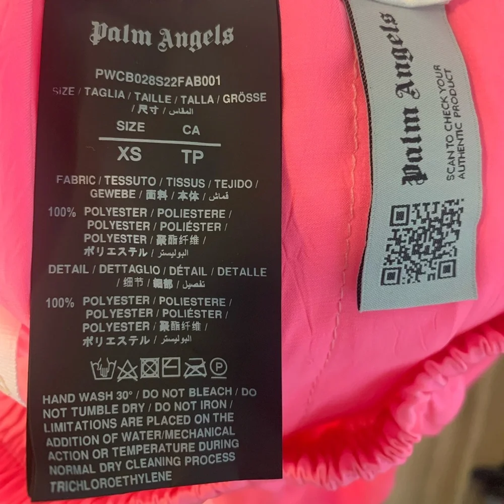 Palm Angels Shorts Satin Pink Boxer Technical Logo Women’s XS